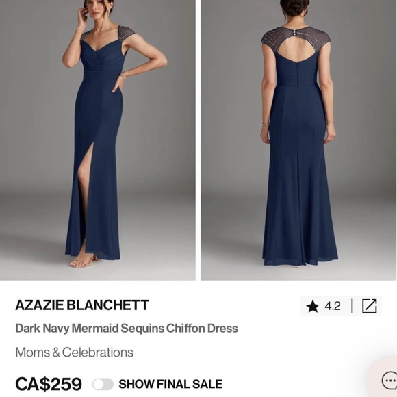 Azazie Navy Mother of Bride/Bridesmaid Dress - Picture 1 of 3